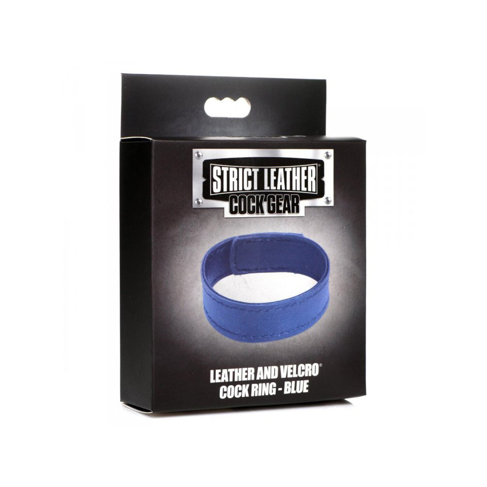 Strict Leather Penis Gear Velcro Leather Penis Ring Blue | 848518048189 | Discreet Personal Wellness