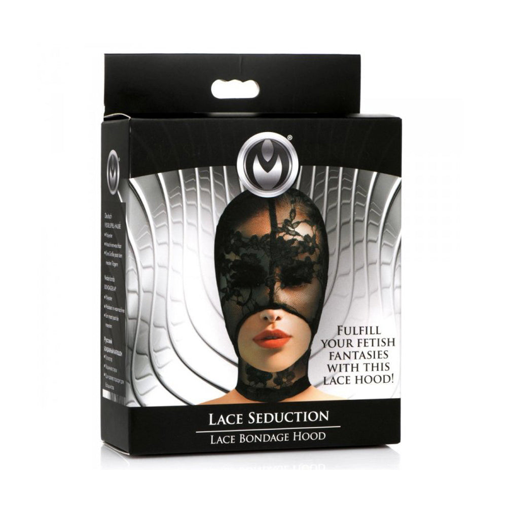 Master Series Lace Seduction Lace Bondage Hood | 848518048615 | Discreet Personal Wellness