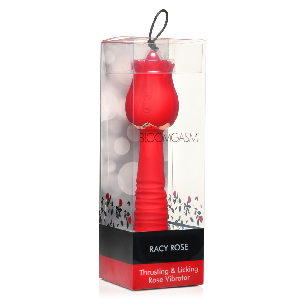 Bloomgasm Racy Rose Thrusting & Licking Rose Vibrator | 848518049117 | Discreet Personal Wellness