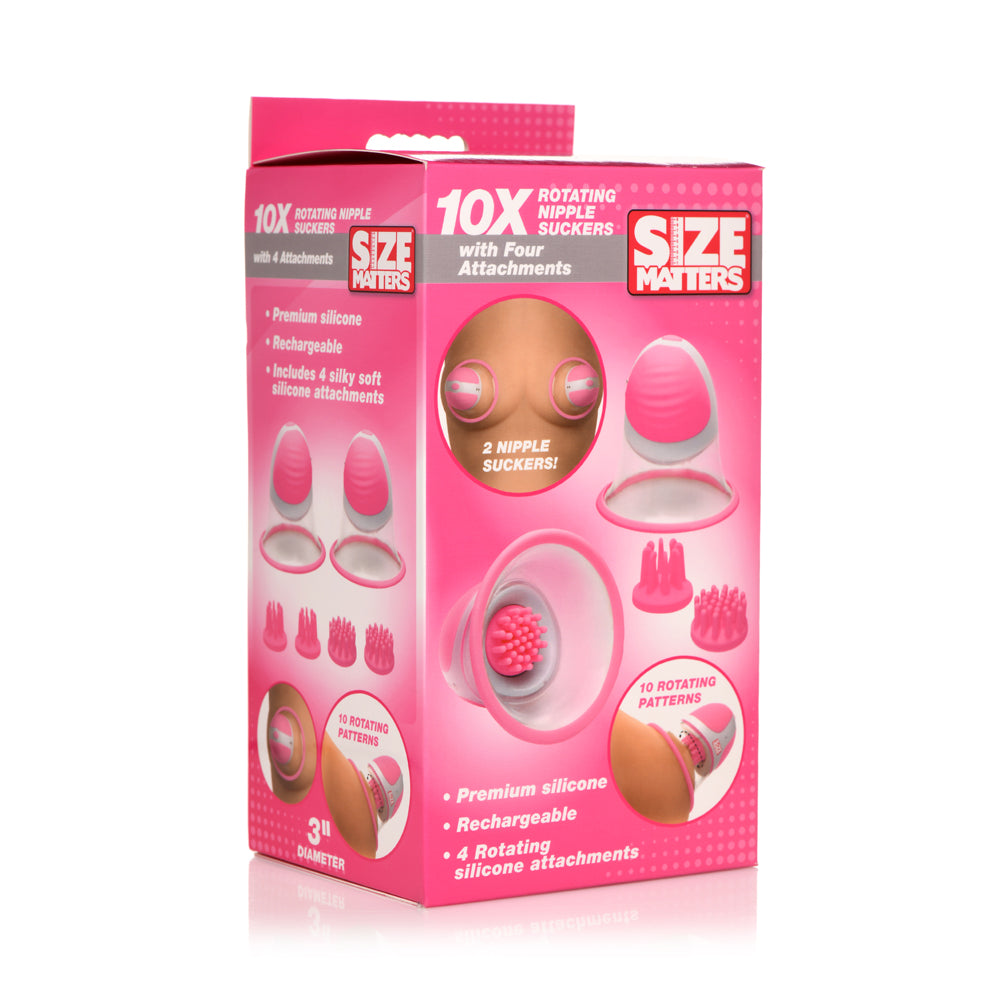 Size Matters 10X Rotating Silicone Nipple Suckers W/ 2 Attachments | 848518052155 | Discreet Personal Wellness