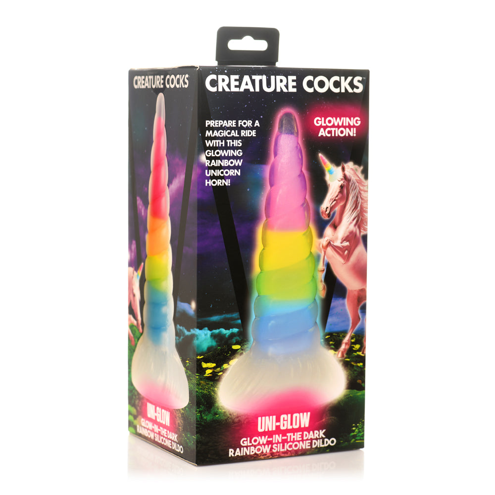 Creature Penis Creature Penis Uni-Glow Glow-In-The-Dark Rainbow Silicone Dildo | 848518053534 | Discreet Personal Wellness