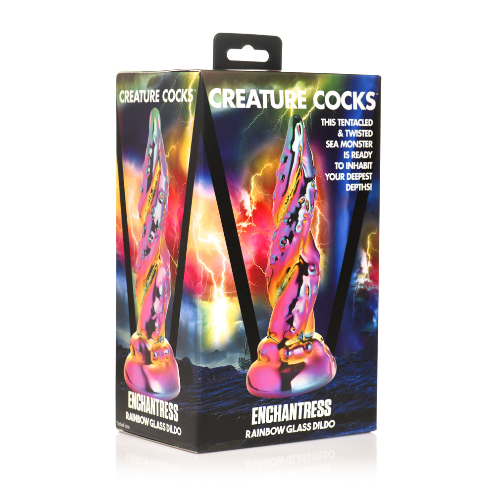 Creature Penis Enchantress Rainbow Glass Dildo | 848518053794 | Discreet Personal Wellness