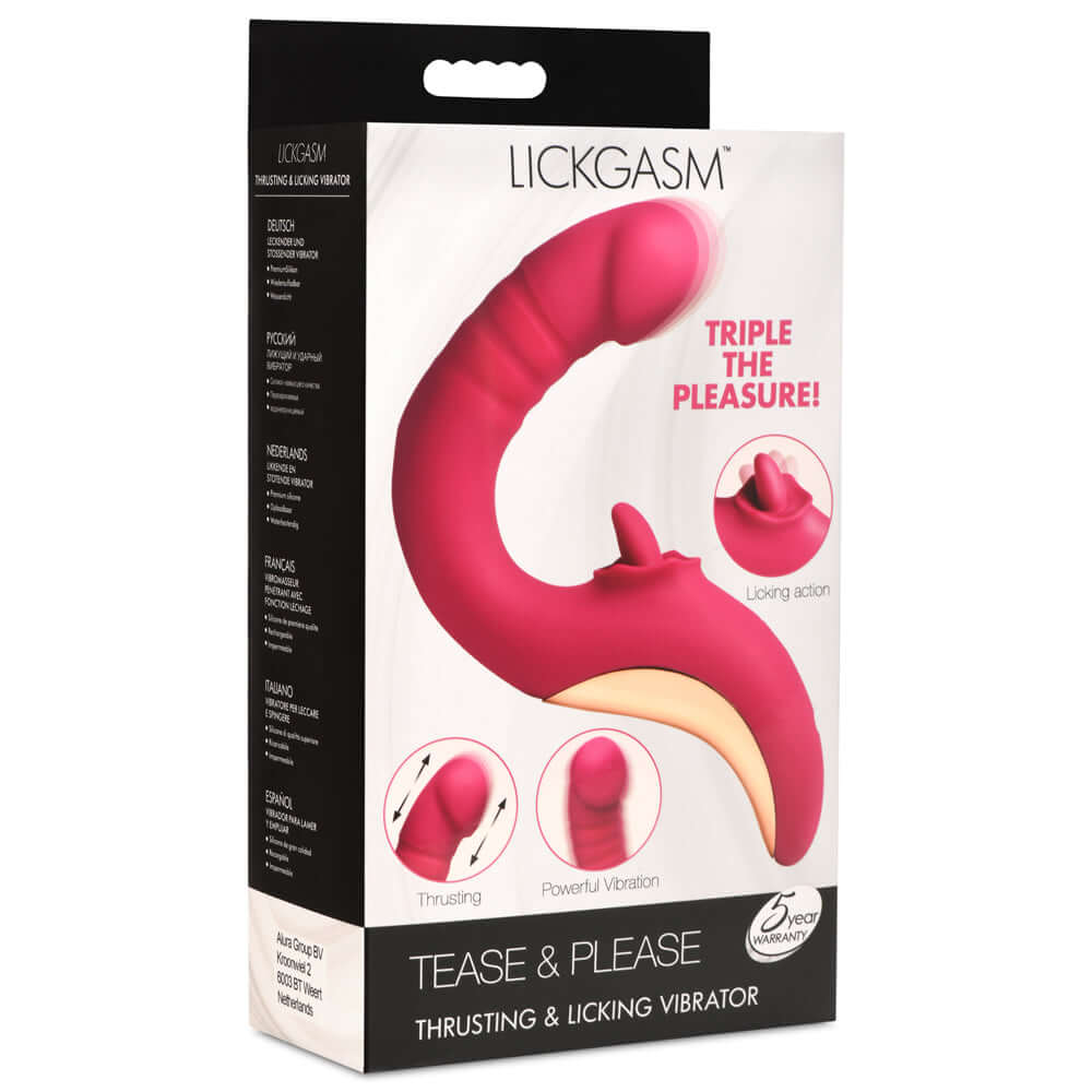 Lickgasm Tease & Please Thrusting & Licking Vibrator | 848518055132 | Discreet Personal Wellness