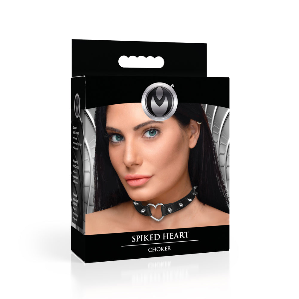Master Series Spiked Heart Choker Black | 848518056337 | Discreet Personal Wellness
