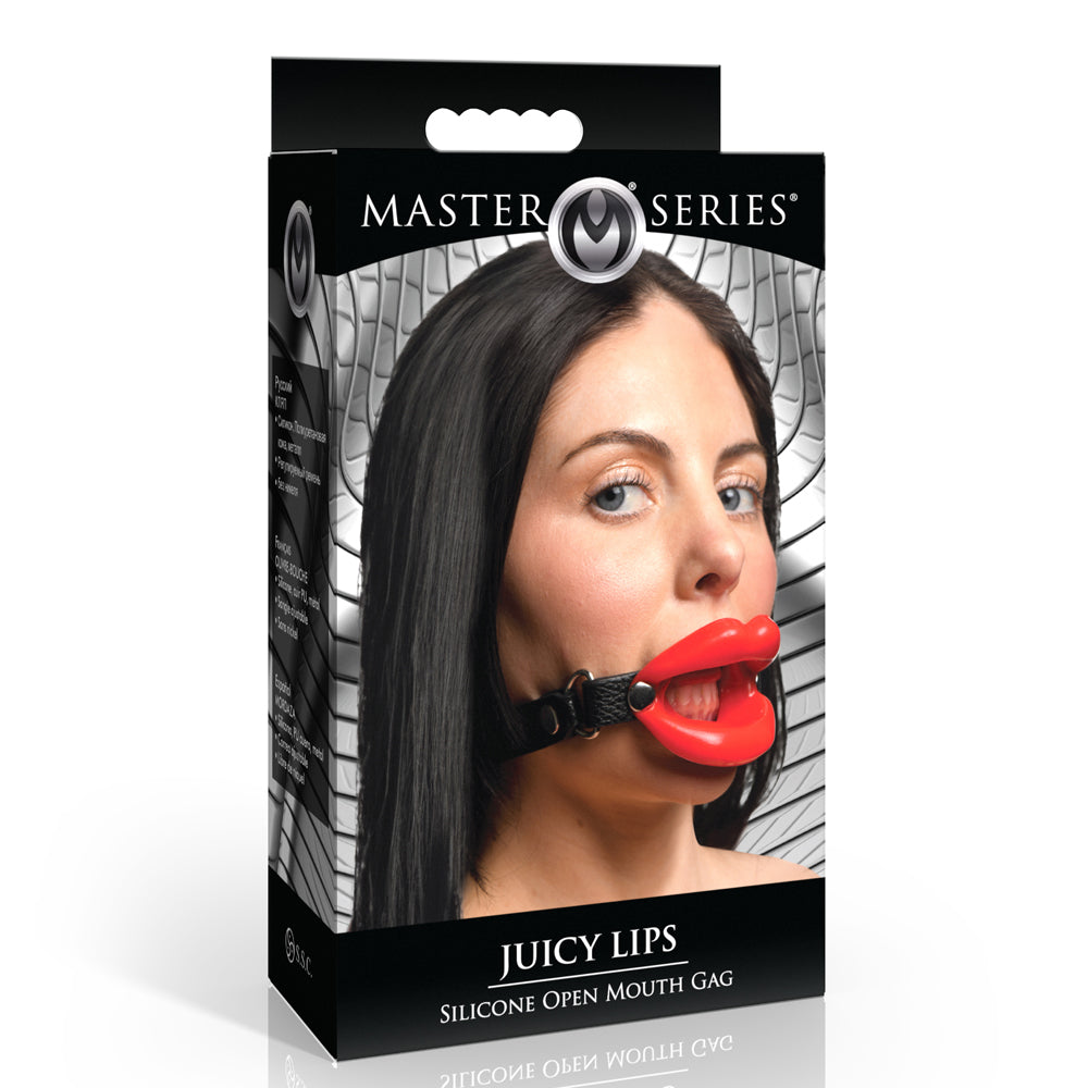 Master Series Juicy Lips Silicone Open Mouth Gag Red | 848518056580 | Discreet Personal Wellness