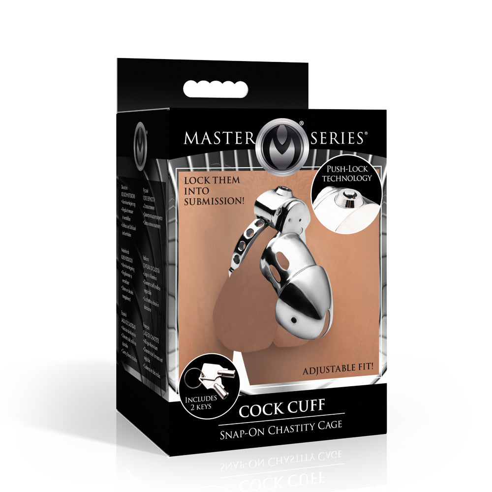 Master Series Penis Cuff Snap-On Chastity Cage | 848518056726 | Discreet Personal Wellness