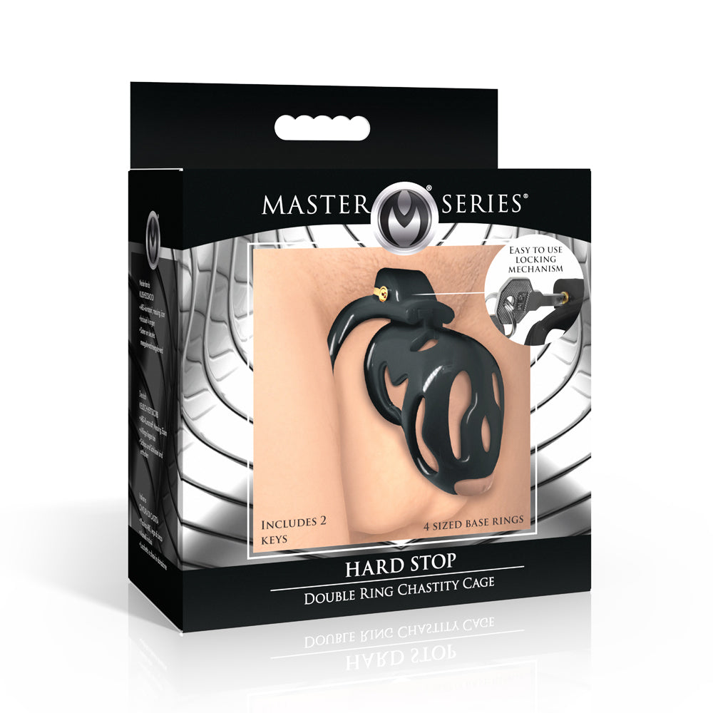 Master Series Hard Stop Double Ring Chastity Cage | 848518056948 | Discreet Personal Wellness