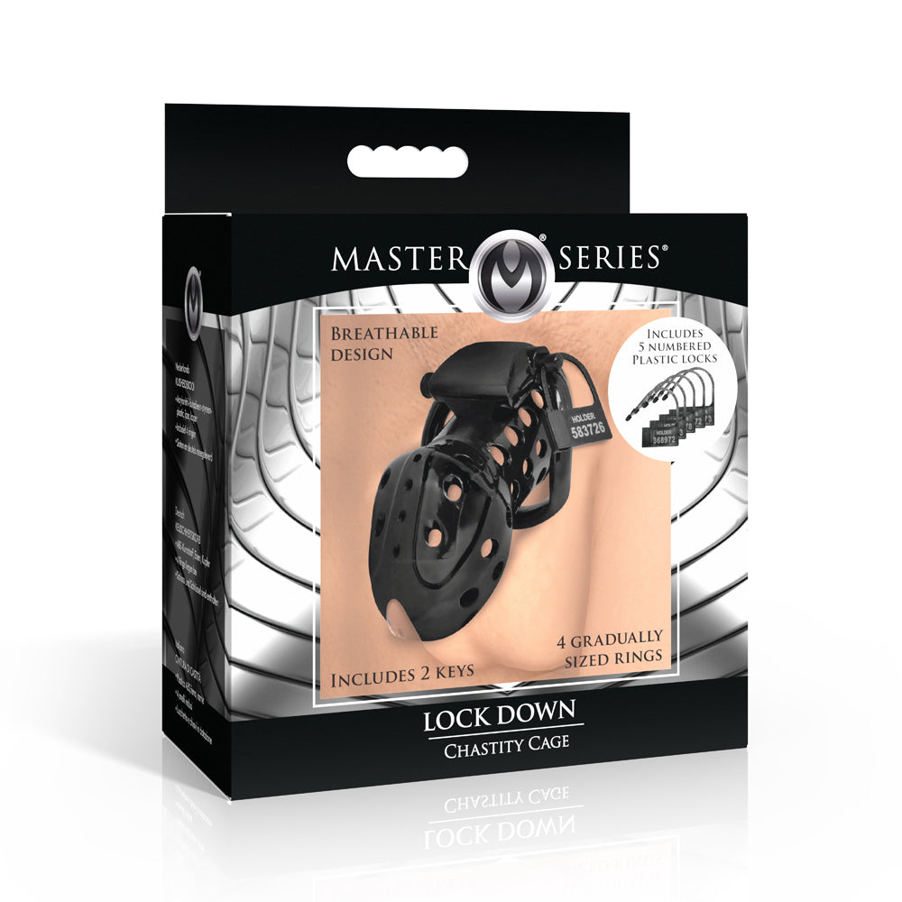 Master Series Lock Down Chastity Cage | 848518057365 | Discreet Personal Wellness