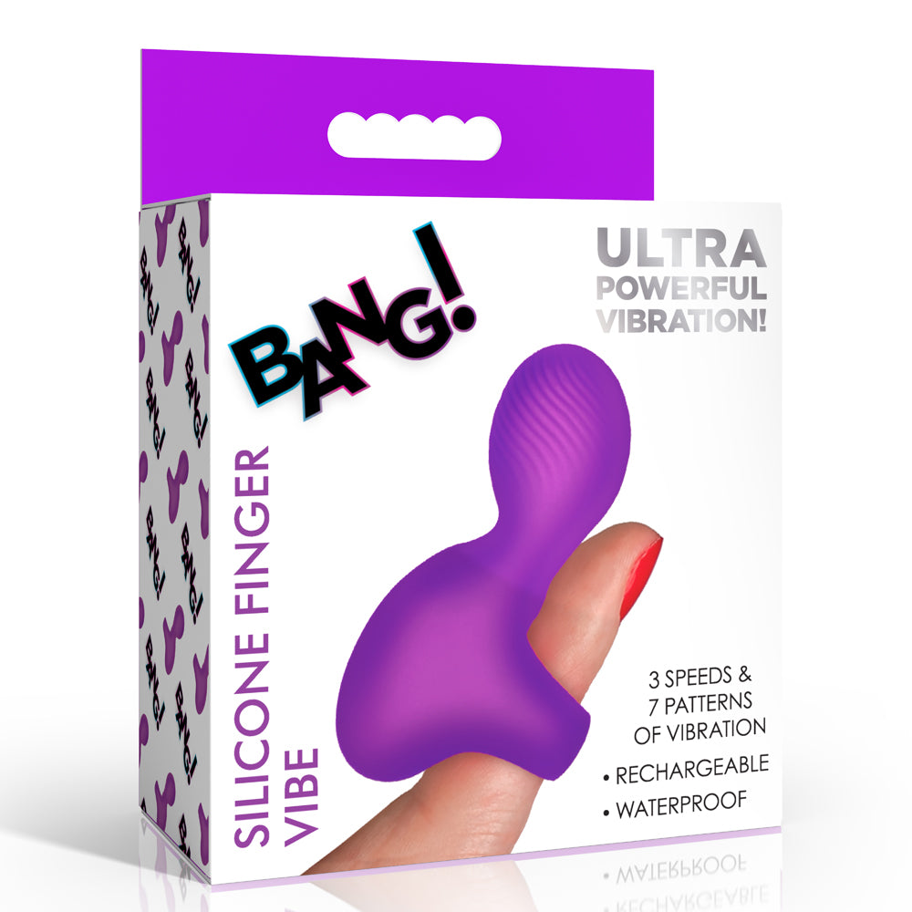 Bang! Silicone Finger Vibrator Purple | 848518059390 | Discreet Personal Wellness