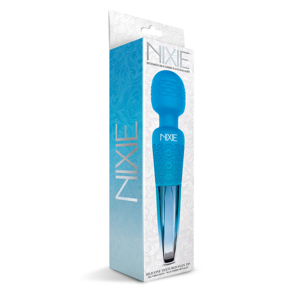 Nixie Rechargeable Wand Massager Blue Ombre | 850010096896 | Discreet Personal Wellness