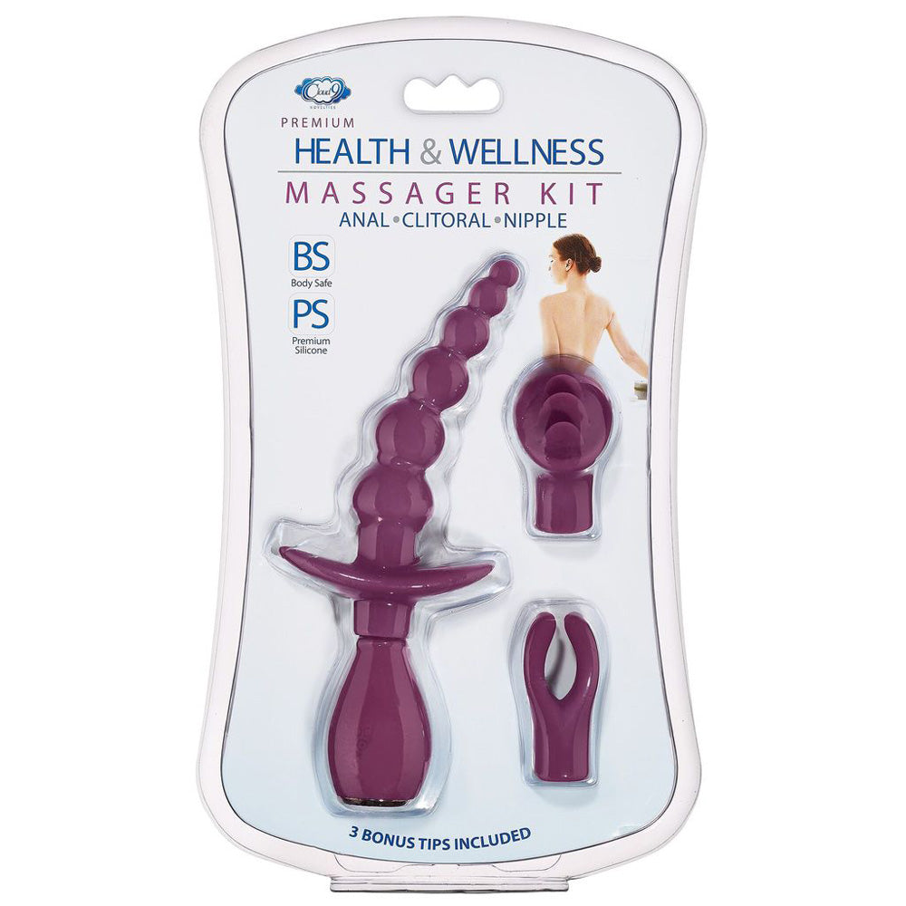Cloud 9 Health & Wellness Rechargeable Vibrator & Tips Plum | 850013016068 | Discreet Personal Wellness