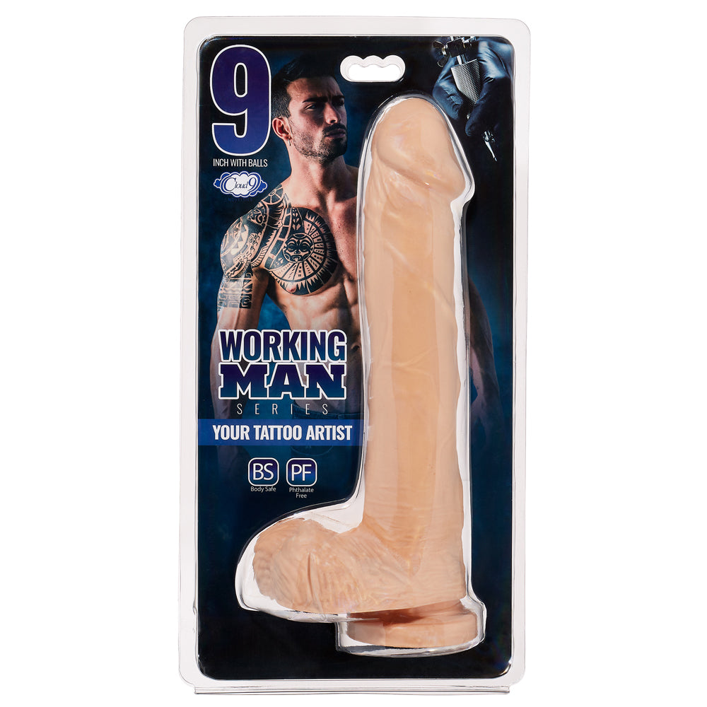 Working Man 9" Thin W/Balls Your Tattoo Artist | 850013016990 | Discreet Personal Wellness