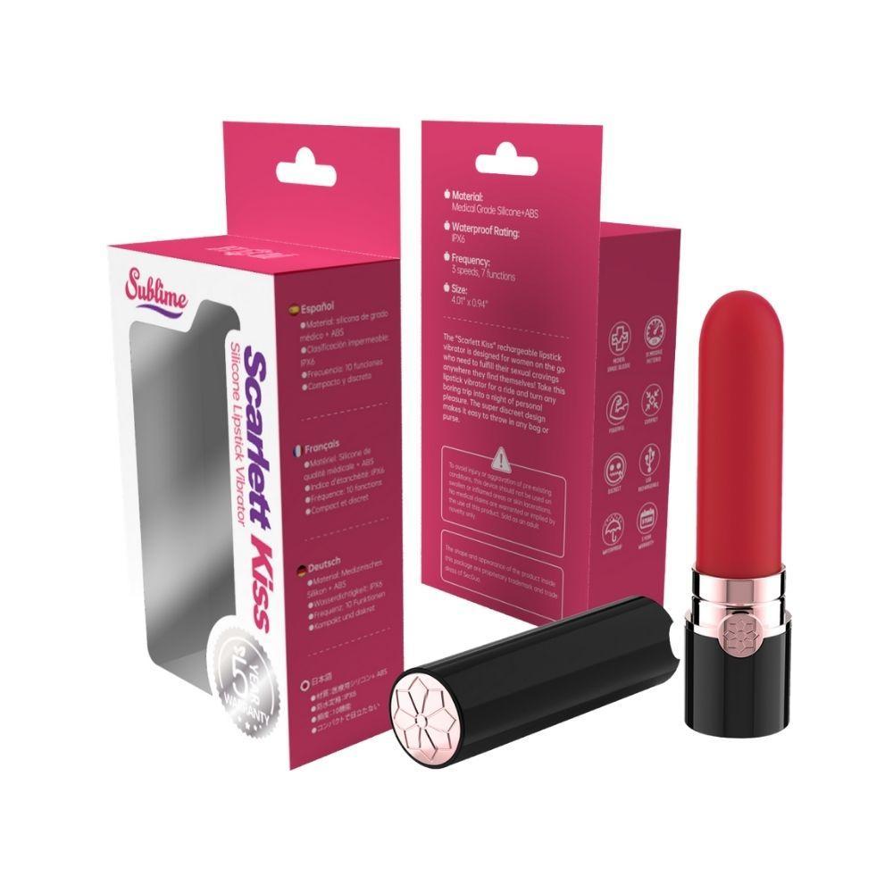 Sublime Scarlett Kiss Silicone Lipstick Vibrator Red | 850017269132 | Discreet Personal Wellness