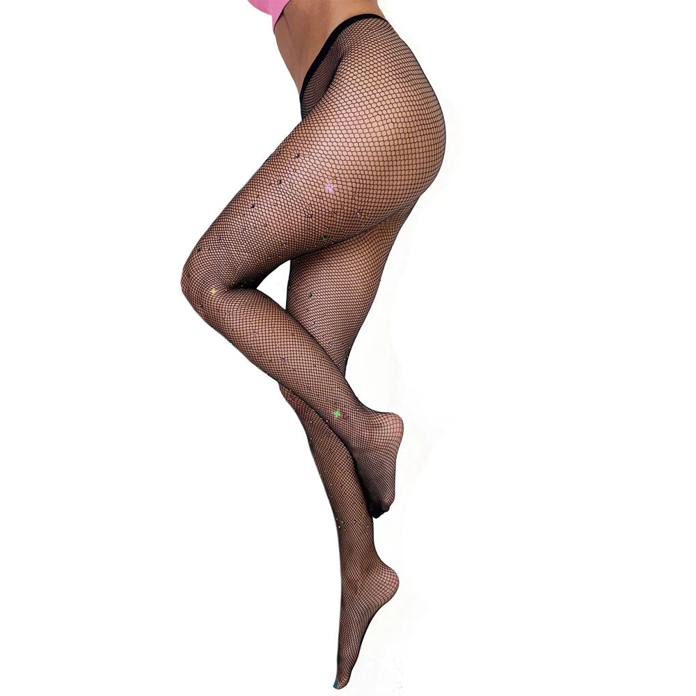 Black Rhinestone Mardi Gras Tights Size A | 850066172247 | Discreet Personal Wellness