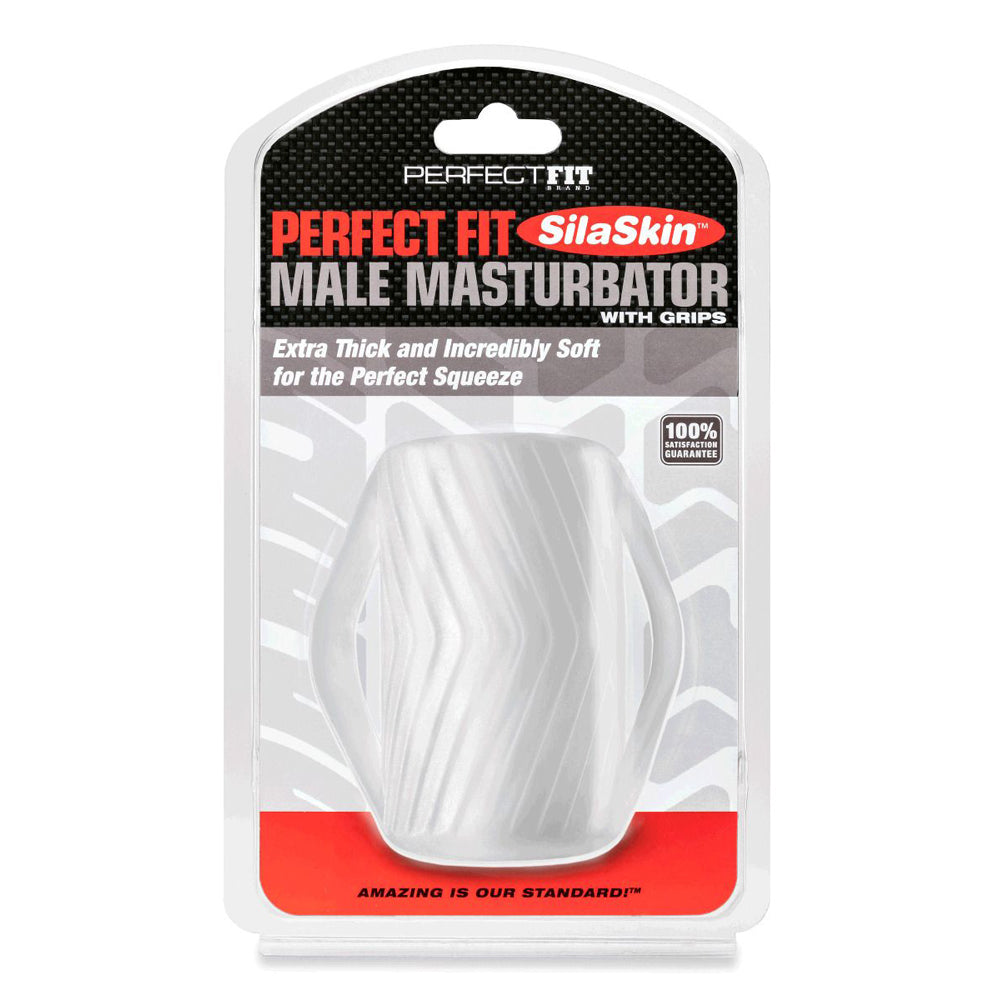 Perfect Fit Male Masturbator W/Grip Clear | 851127008055 | Discreet Personal Wellness