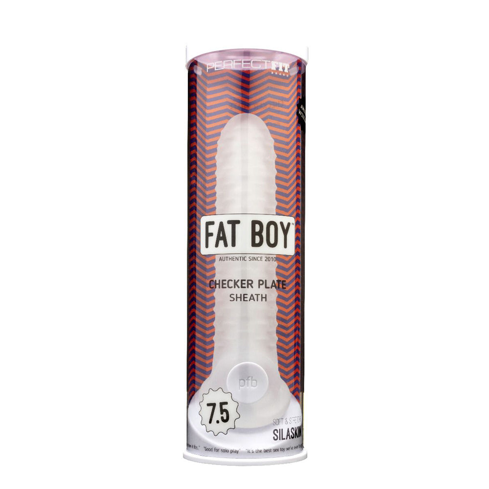 Fat Boy Checker Plate Sheath 7.5" Clear | 851127008093 | Discreet Personal Wellness