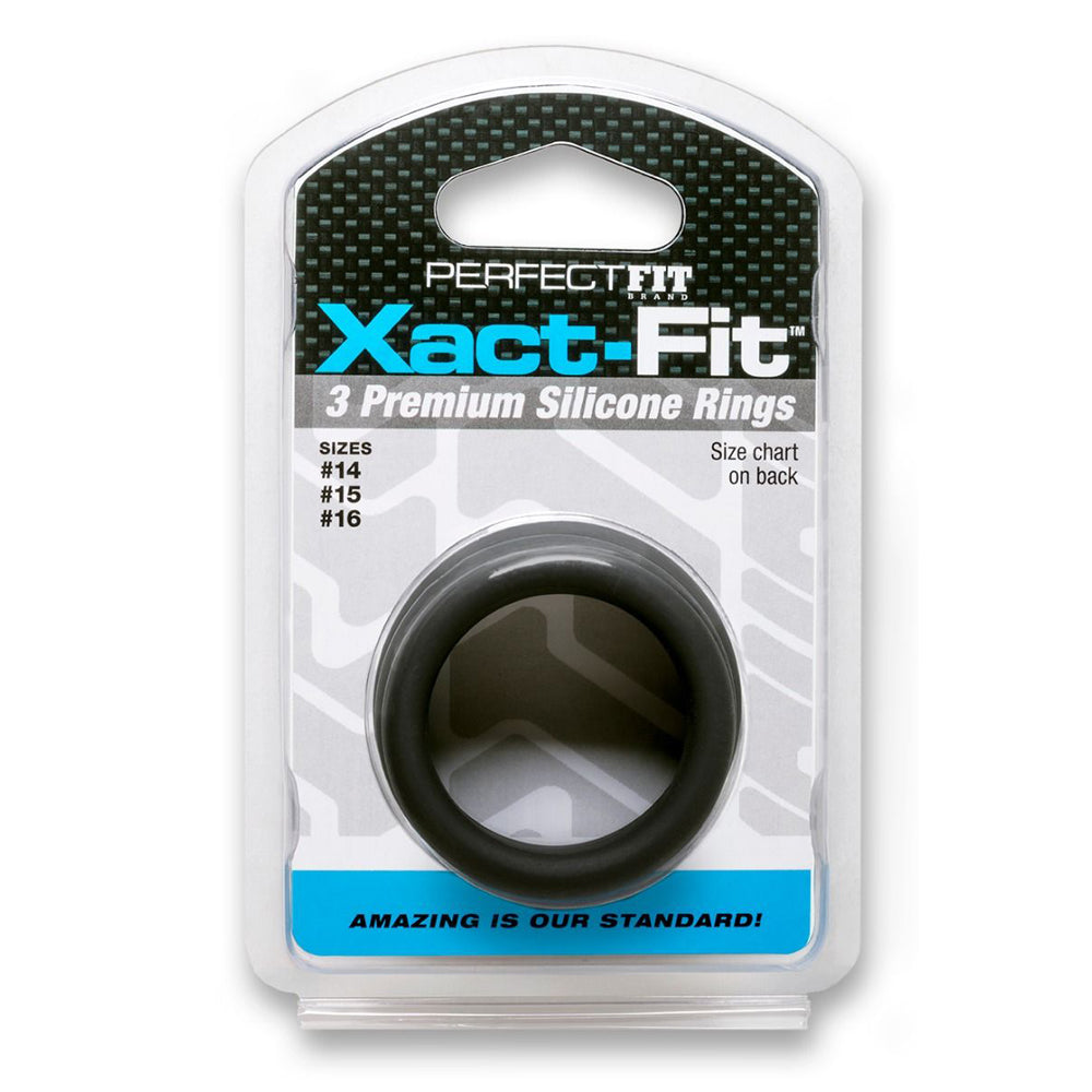 Xact-Fit Silicone Rings #14, #15, #16 Medium Black | 854854005816 | Discreet Personal Wellness