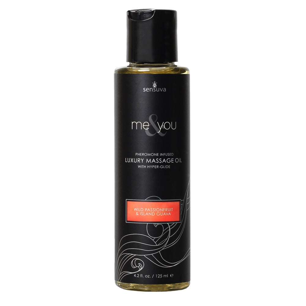 Me & You Wild Passion Fruit & Island Guava Massage Oil 4.2 oz. Bottle | 855559007075 | Discreet Personal Wellness