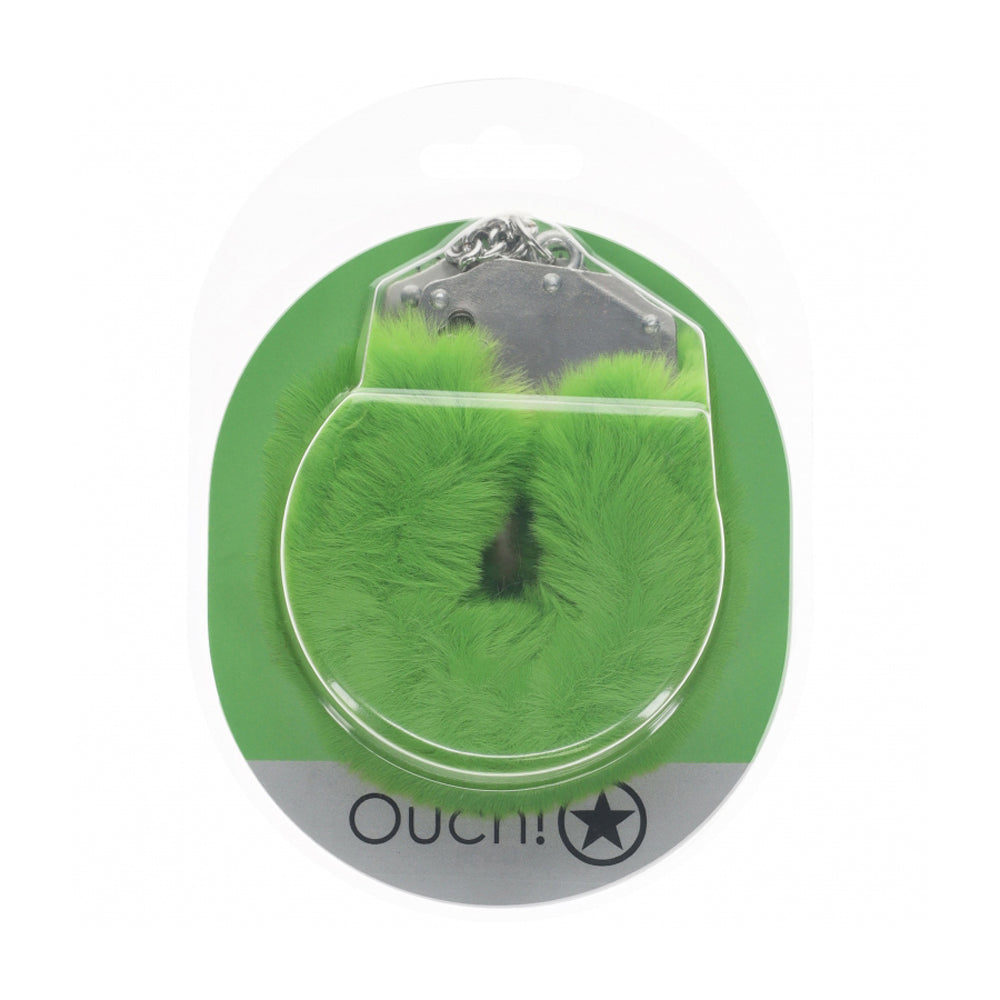Ouch! Heavy-Duty Fluffy Handcuffs Green | 8714273043184 | Discreet Personal Wellness