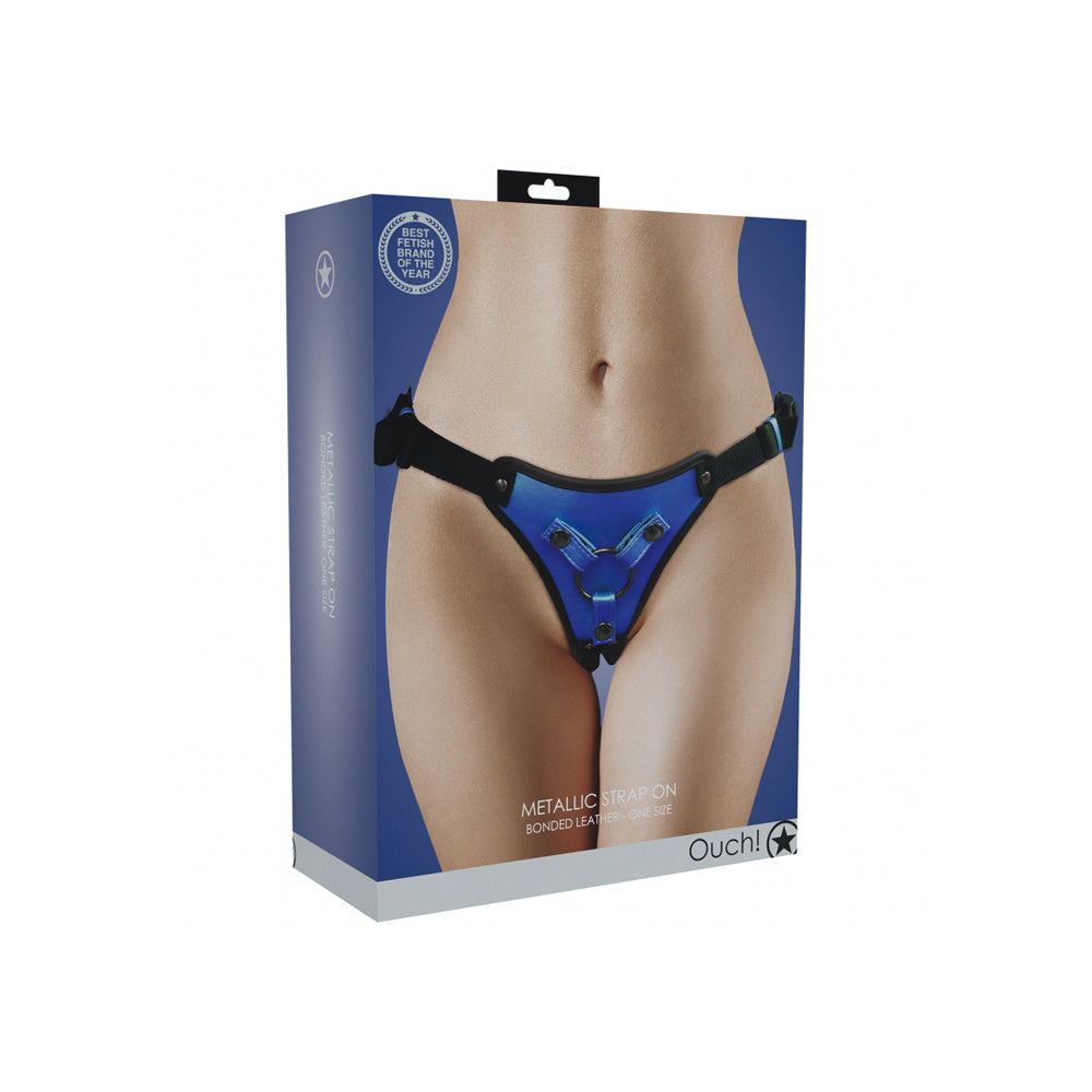 Ouch! Metallic Strap On Metallic Blue | 8714273051745 | Discreet Personal Wellness