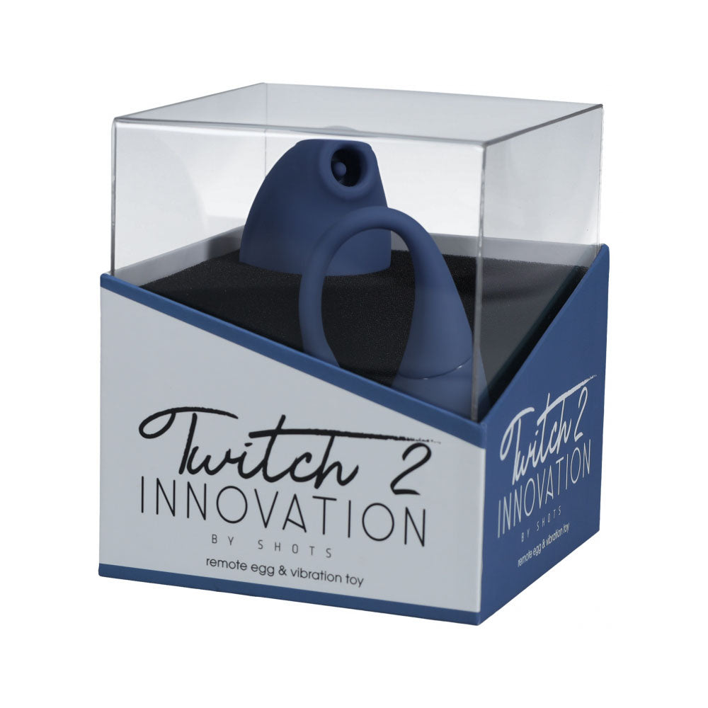 Twitch 2 Rechargeable Suction & Flapping Vibrator With Remote Control Vibrating Egg Blue/Grey | 8714273051929 | Discreet Personal Wellness