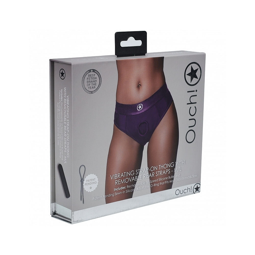 Ouch! Vibrating Strap-On Boxer Purple M/L | 8714273052896 | Discreet Personal Wellness