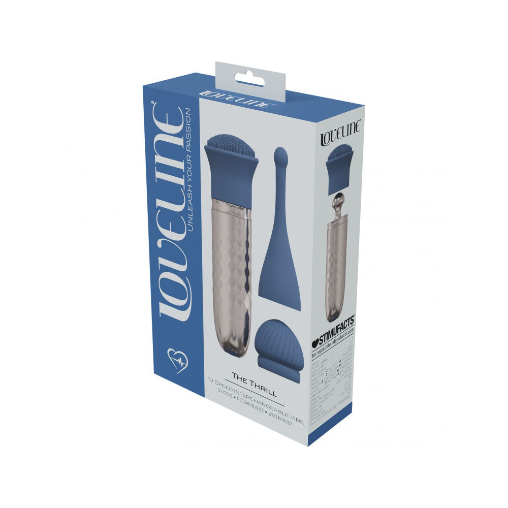 Loveline The Thrill 10 Speed Silicone Rechargeable Splashproof Blue | 8714273055019 | Discreet Personal Wellness