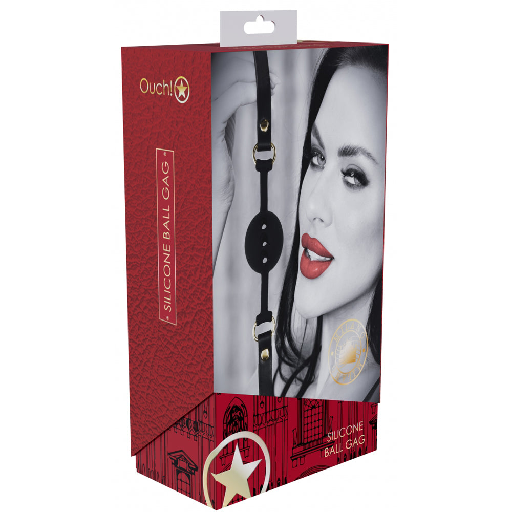 Ouch! Milan Collection Silicone Ball Gag Black/Red | 8714273056009 | Discreet Personal Wellness