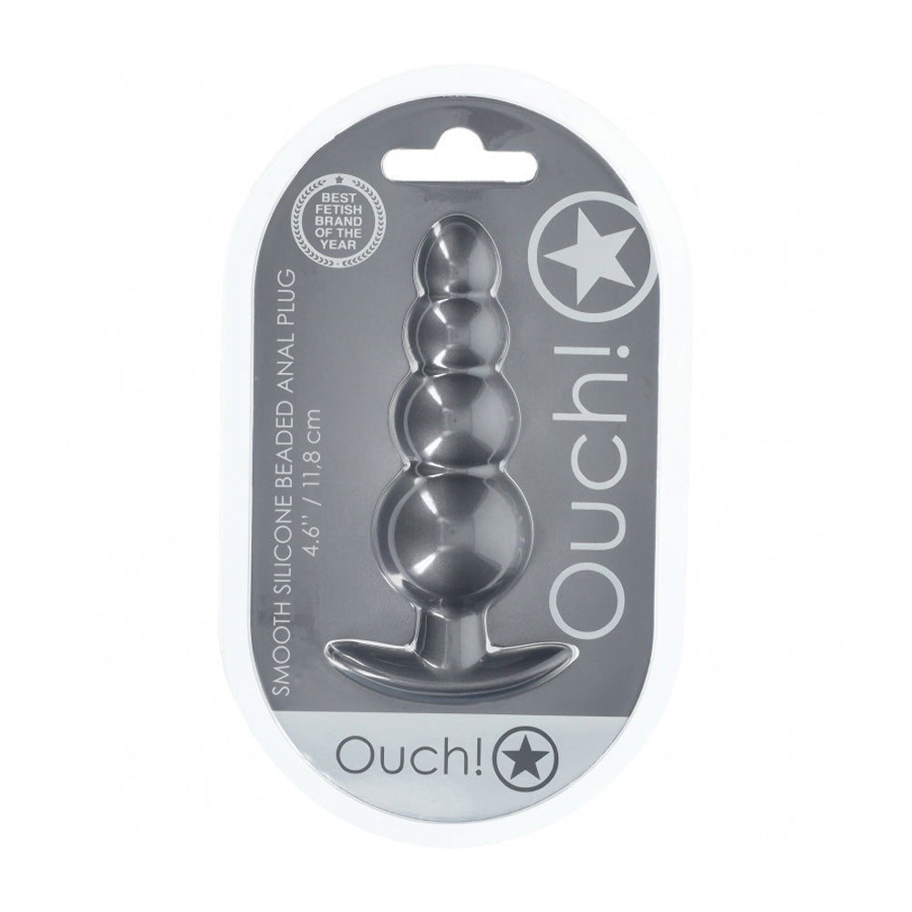 Ouch! Beaded Anal Plug Silicone Gun Metal | 8714273056931 | Discreet Personal Wellness