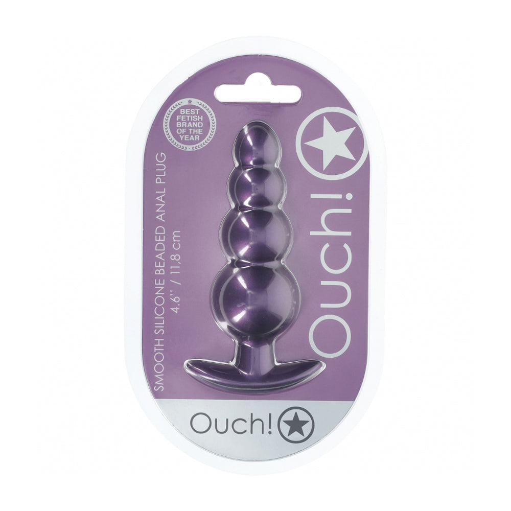 Ouch! Beaded Anal Plug Silicone Metallic Purple | 8714273056955 | Discreet Personal Wellness