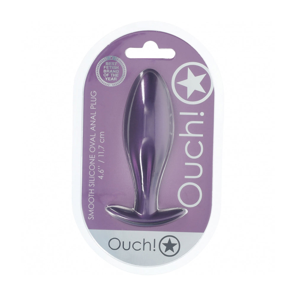 Ouch! Oval Anal Plug Silicone Metallic Purple | 8714273056993 | Discreet Personal Wellness