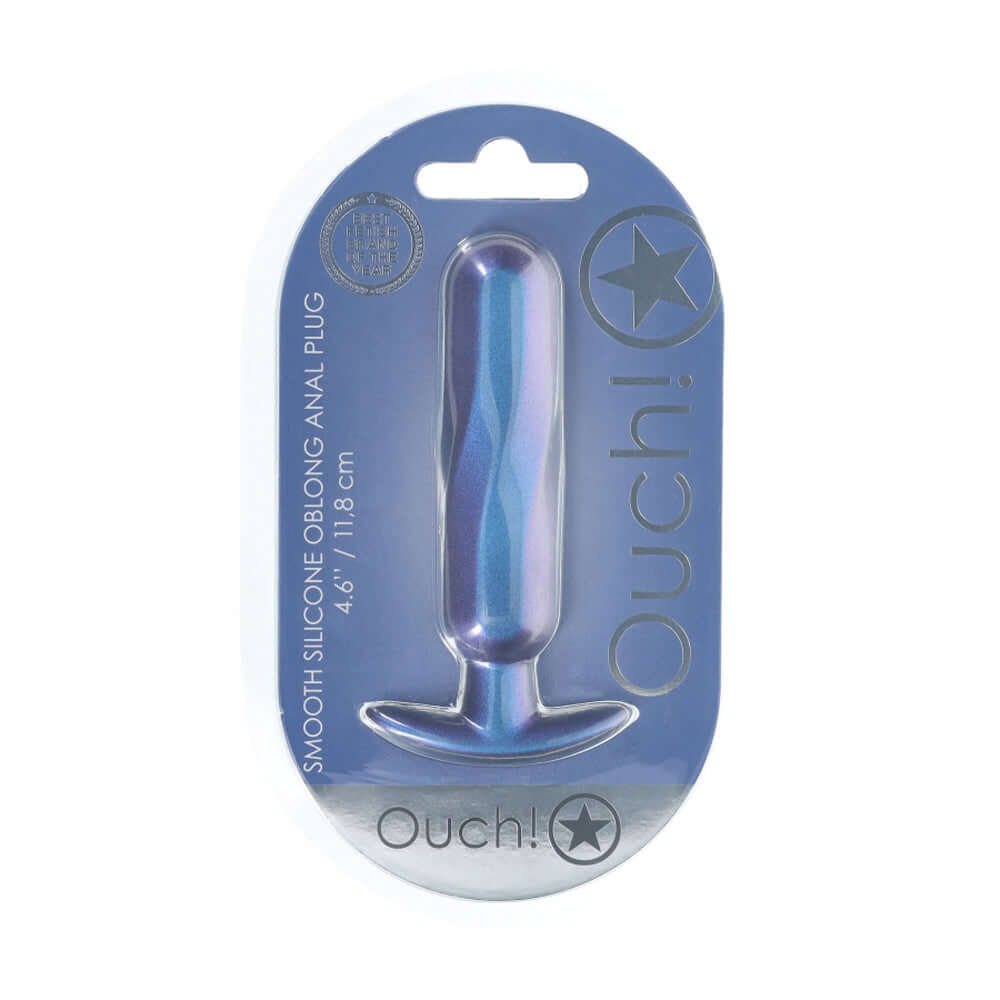 Ouch! Oblong Anal Plug Silicone Metallic Blue | 8714273057044 | Discreet Personal Wellness