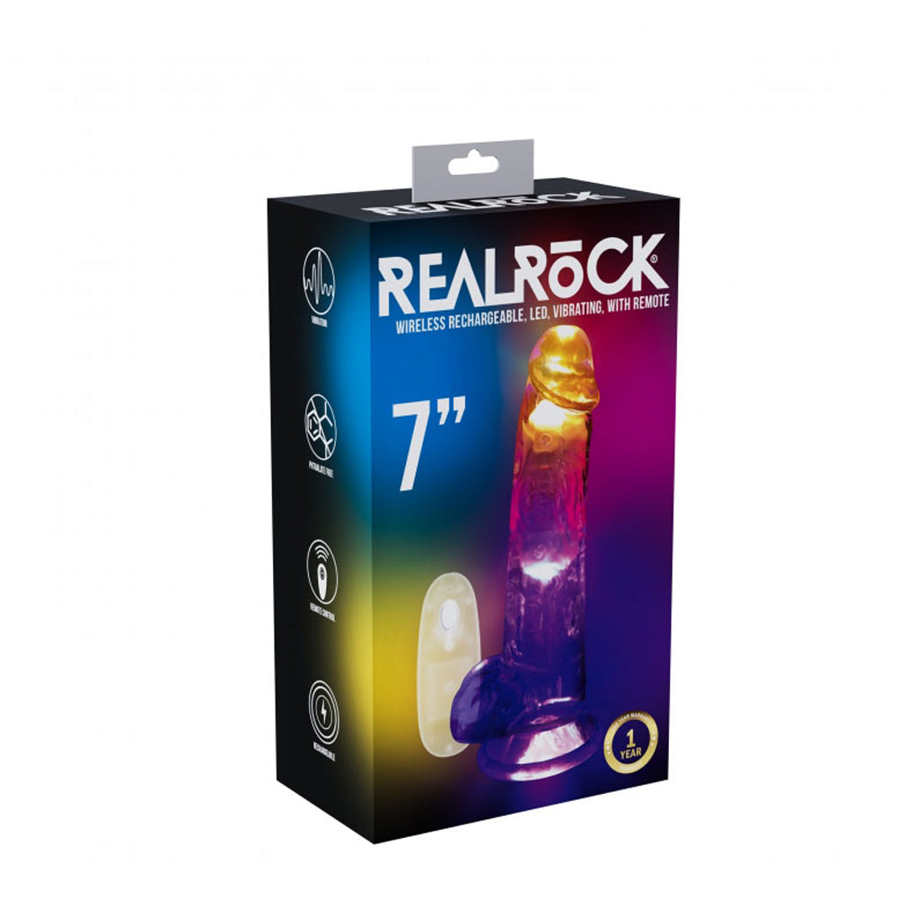 Realrock Led Vibrating Dildo With Balls 7" | 8714273059635 | Discreet Personal Wellness