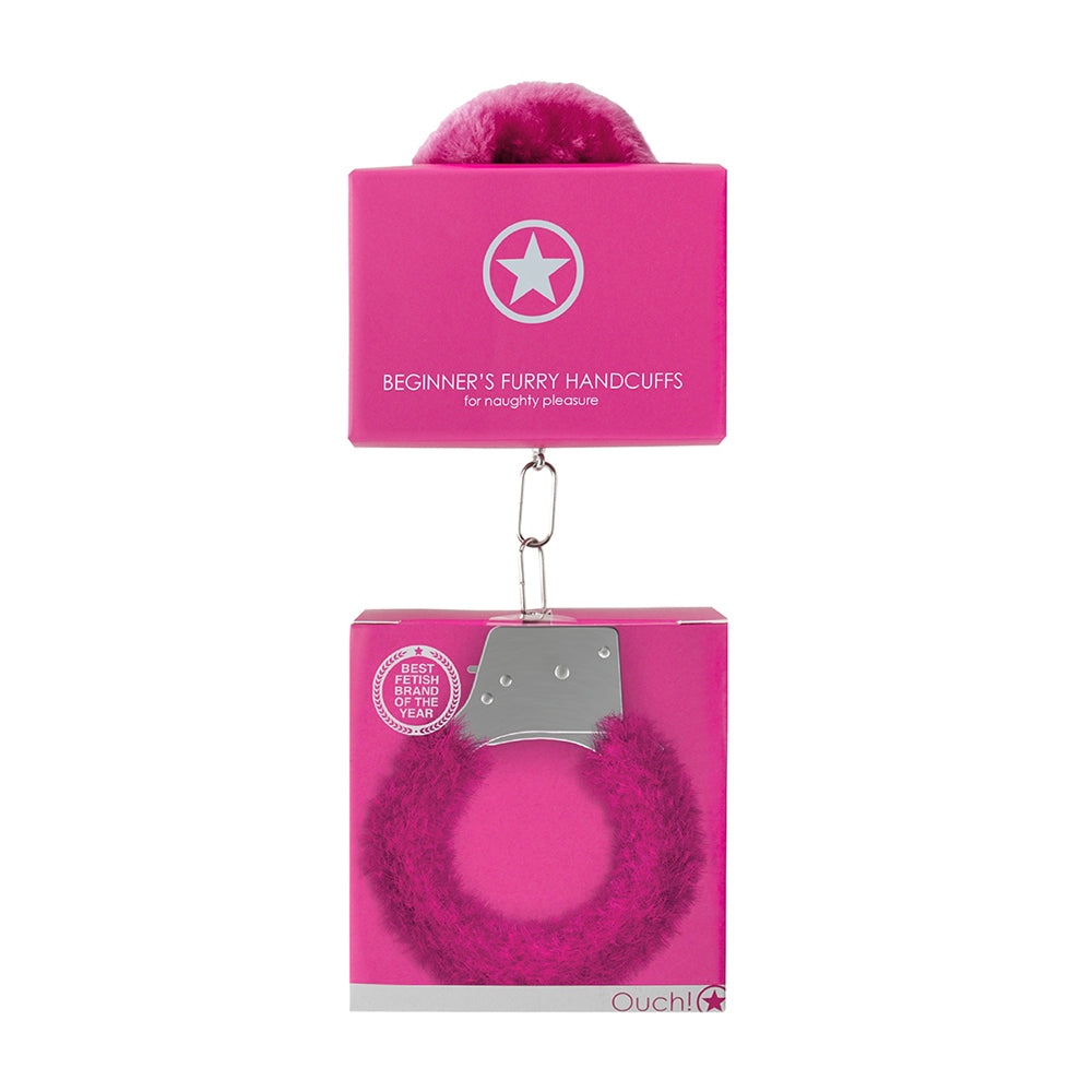 Ouch! Beginner's Handcuffs Furry Pink | 8714273074072 | Discreet Personal Wellness