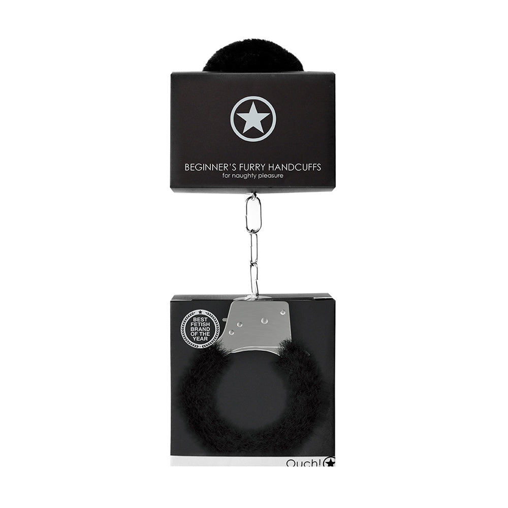 Ouch! Beginner's Handcuffs Furry Black | 8714273074096 | Discreet Personal Wellness
