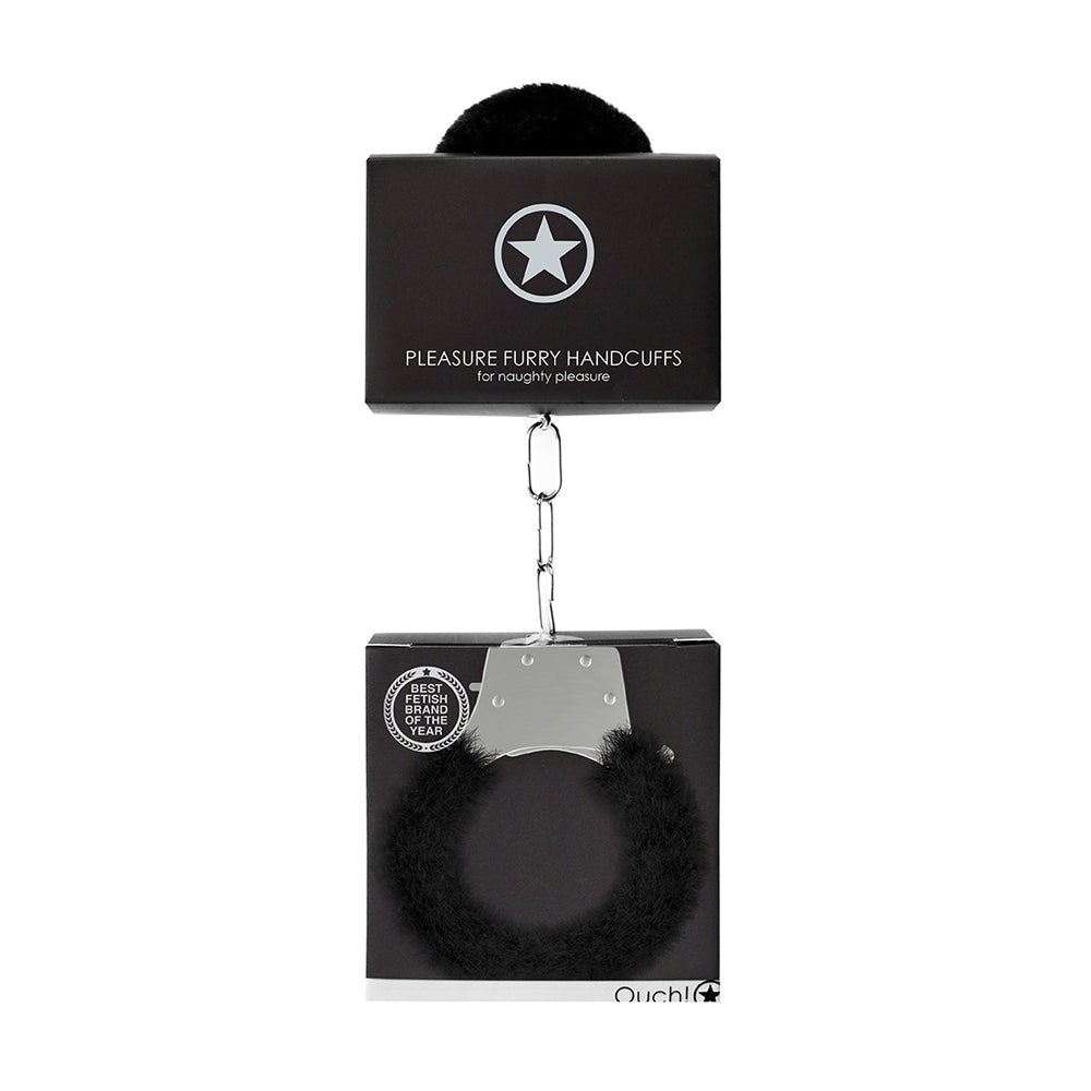 Ouch! Pleasure Handcuffs Furry Black | 8714273074201 | Discreet Personal Wellness