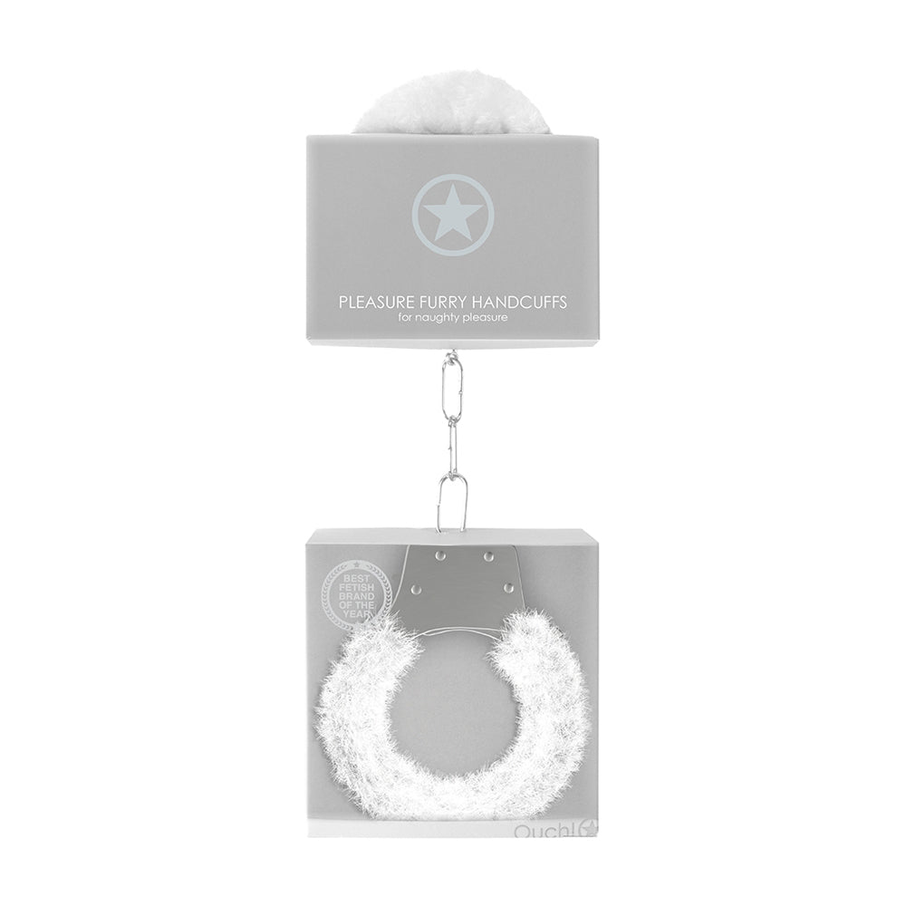 Ouch! Pleasure Handcuffs Furry White | 8714273074225 | Discreet Personal Wellness
