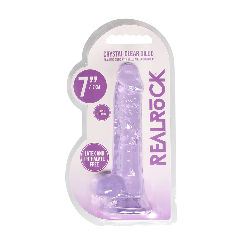 Realrock 7" Realistic Dildo With Balls Purple | 8714273491473 | Discreet Personal Wellness