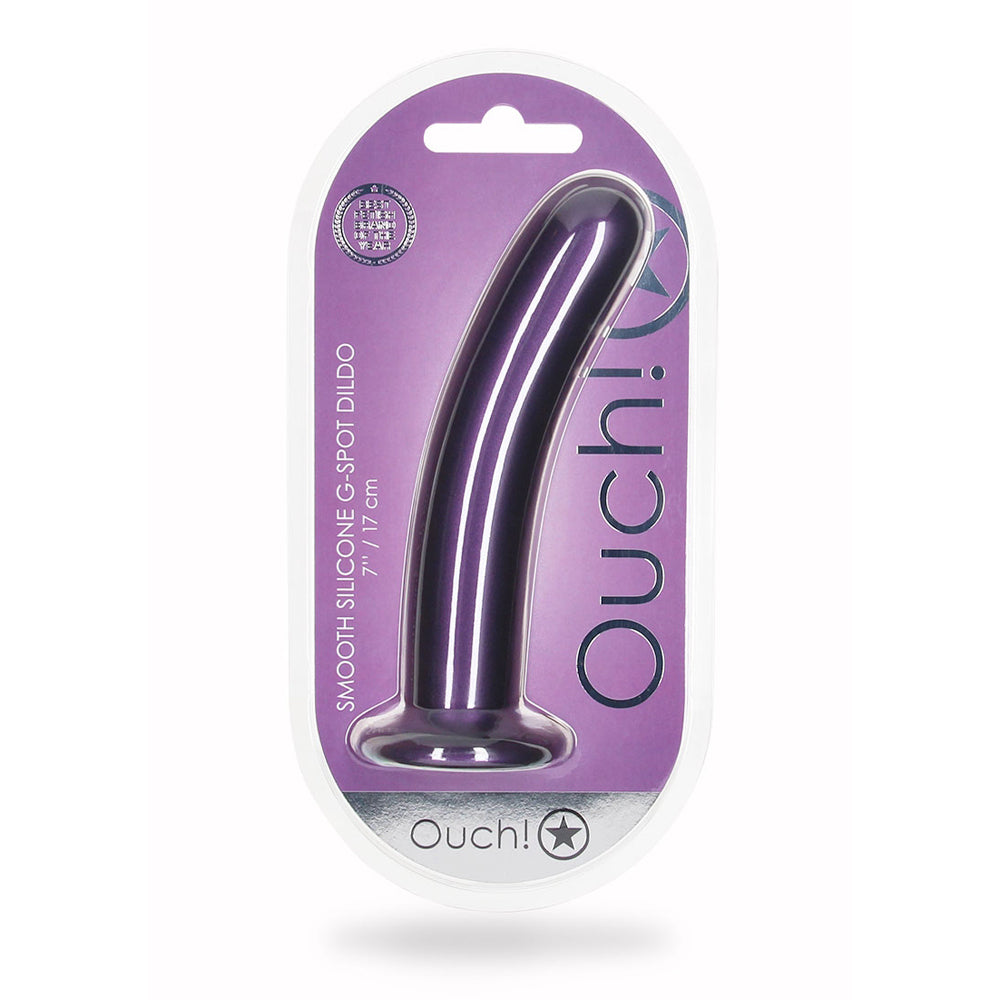 Smooth Silicone G-Spot Dildo 7" Metallic Purple | 8714273494269 | Discreet Personal Wellness