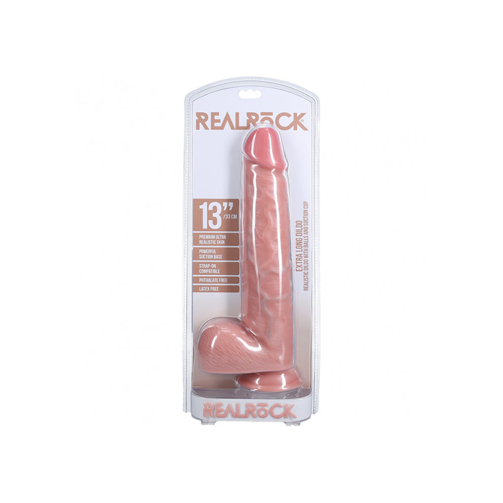 Realrock Extra Long Realistic Dildo With Balls 13" Flesh | 8714273505019 | Discreet Personal Wellness