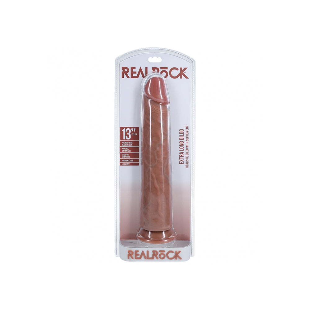Realrock Extra Long Realistic Dildo No Balls 13" Tan | 8714273505118 | Discreet Personal Wellness