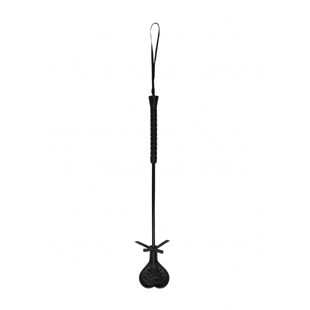 Ouch! Crop Black Heart With Black Lace Large | 8714273506801 | Discreet Personal Wellness