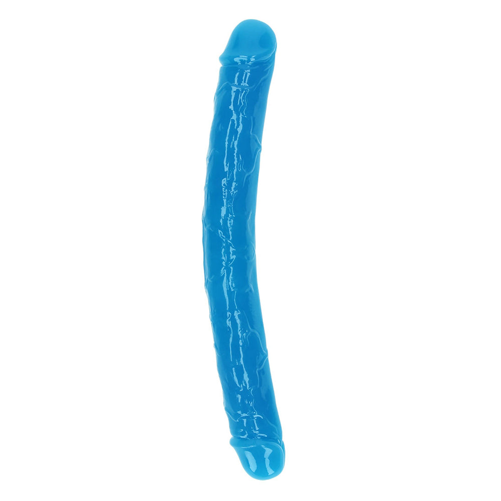 Realrock Glow In The Dark Double Penis 12'' Neon Blue | 8714273520234 | Discreet Personal Wellness