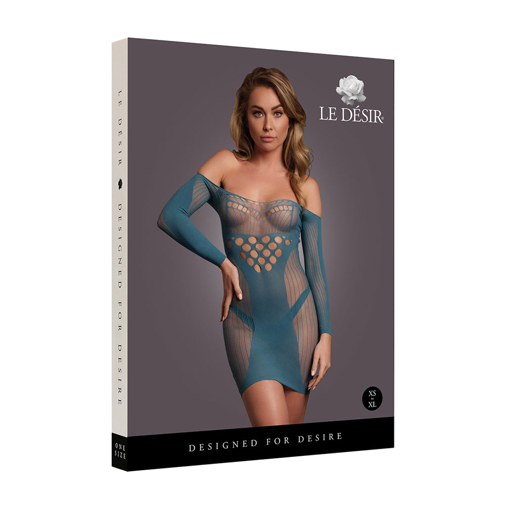 Le D&eacute;sir Long-Sleeved Net Mini Dress Blue One Size | 8714273523730 | Discreet Personal Wellness