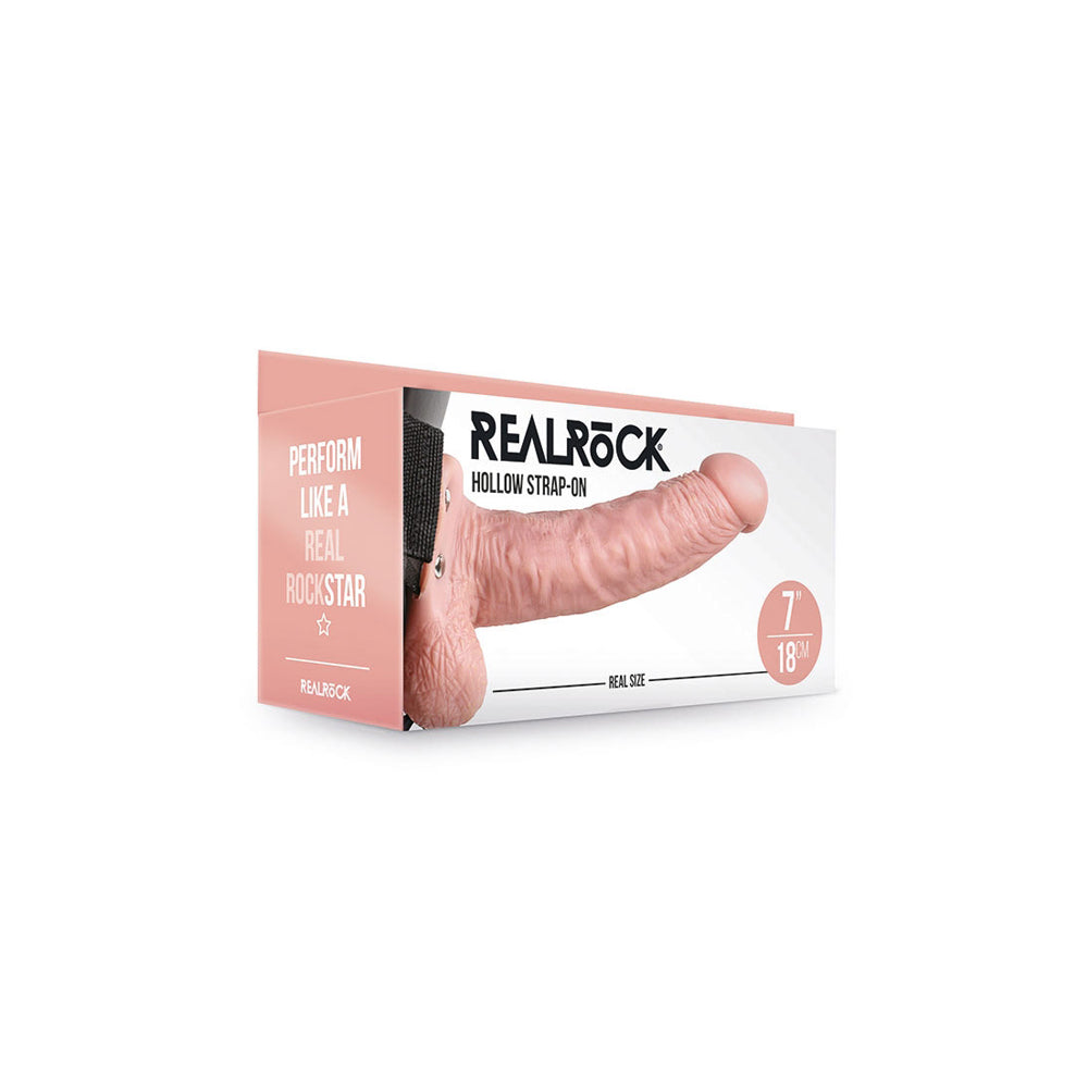 Realrock Hollow Strap-On With Balls 7" Flesh | 8714273533708 | Discreet Personal Wellness