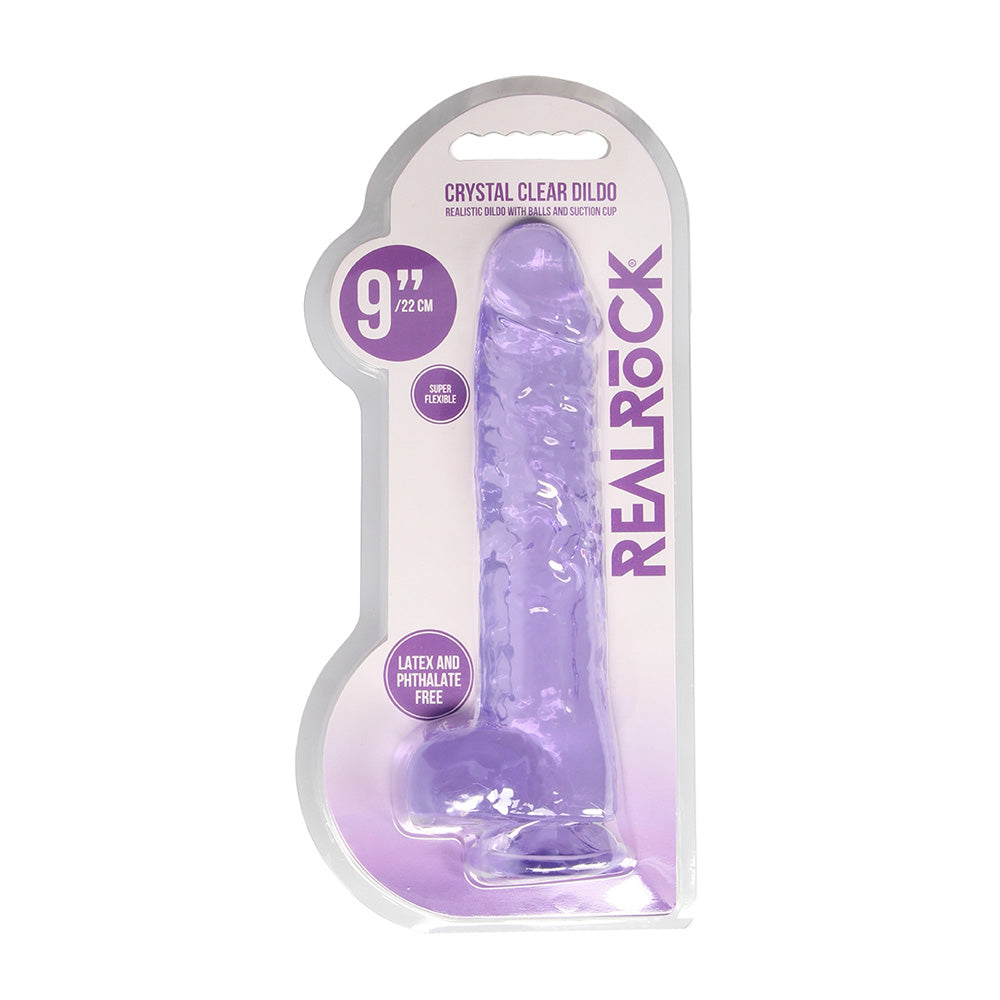 Realrock 9" Realistic Dildo With Balls Purple | 8714273543233 | Discreet Personal Wellness