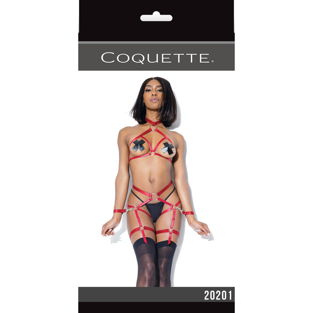 Harness Top And Crotchless Panty Merlot One Size | 883124174792 | Discreet Personal Wellness
