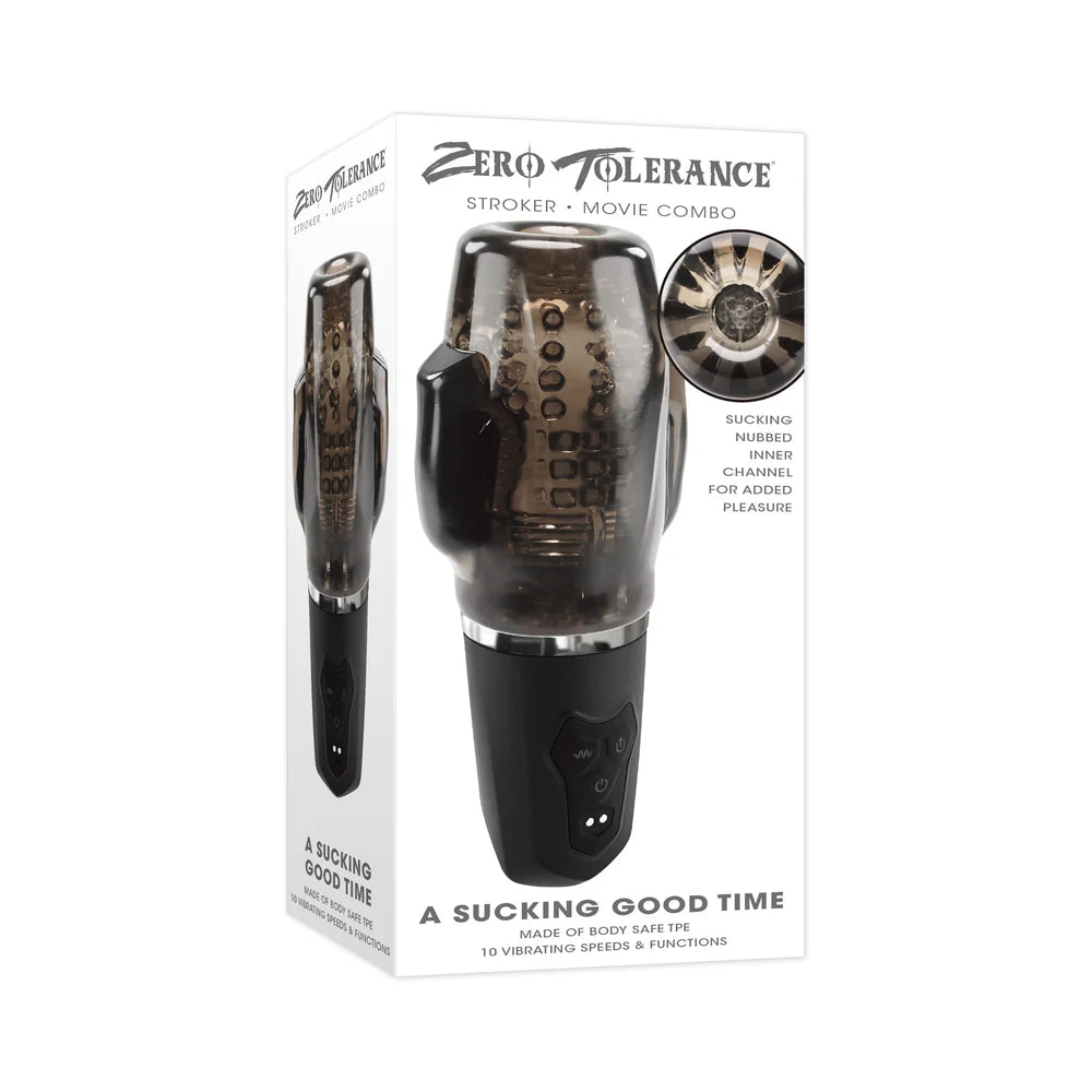 A Sucking Good Time Stroker - Black | 844477023663 | Discreet Personal Wellness