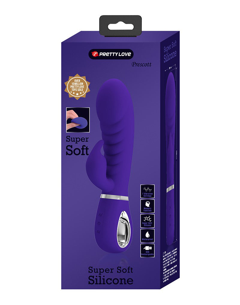 Prescott Super Soft Rabbit Silicone Vibrator - Purple | 6959532334791 | Discreet Personal Wellness
