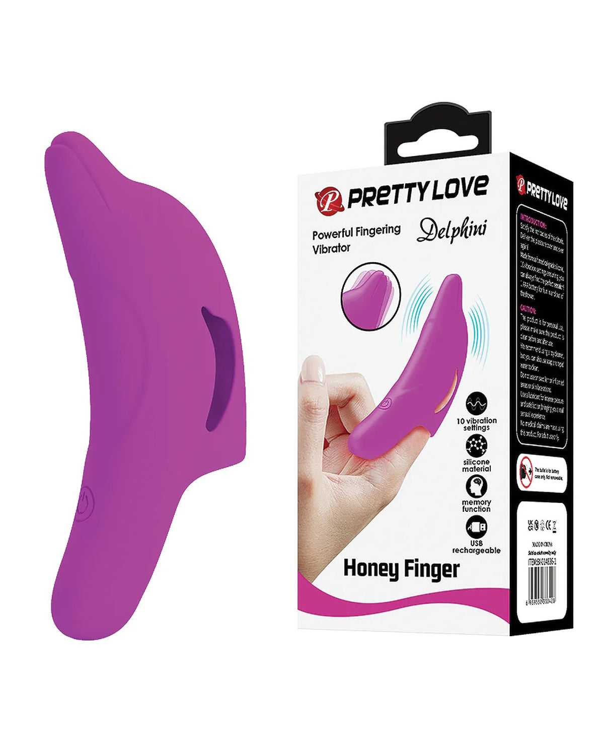 Delphini Dolphin Honey Finger Vibrator - Fuchsia | 6959532334081 | Discreet Personal Wellness
